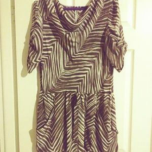 BCBGMAXAZRIA Silk Dress Brown Zebra Print